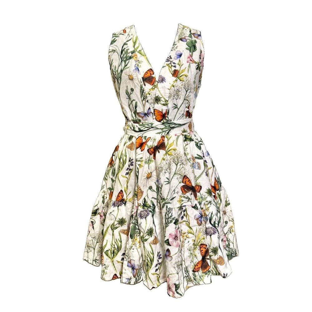Christian Lacroix Women’s XS Butterfly Garden Print Mini Wrap Sundress Cocktail